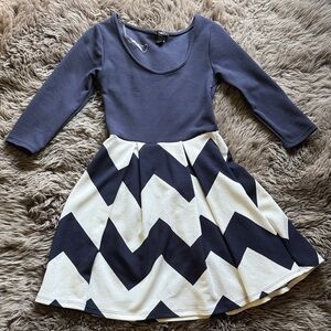Rue21 Navy and White Chevron Casual Dress